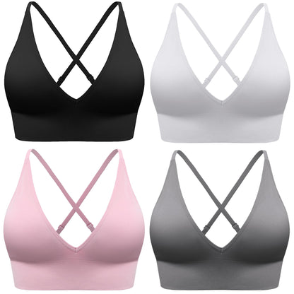 Women's Adjustable Criss-Cross Padded Sports Bra Set