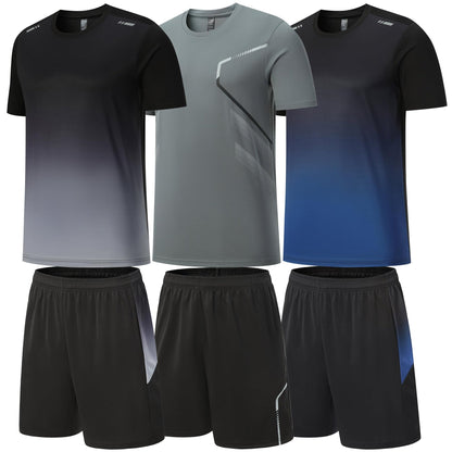 Men's Dry-Fit Workout Set with Shorts & Long Sleeve