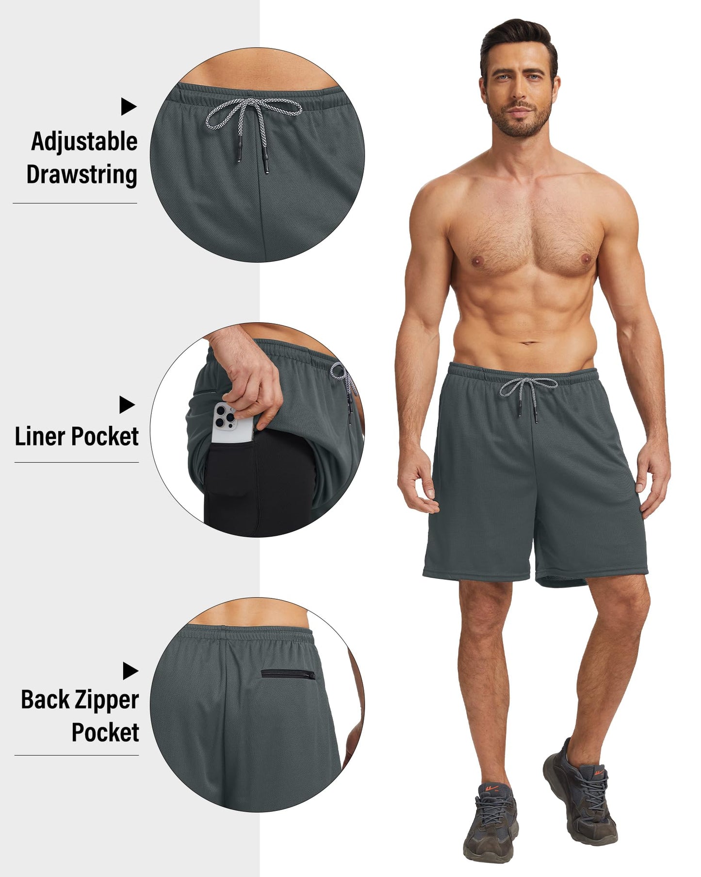 Men's 2-in-1 Quick-Dry Running Shorts 5-Pack