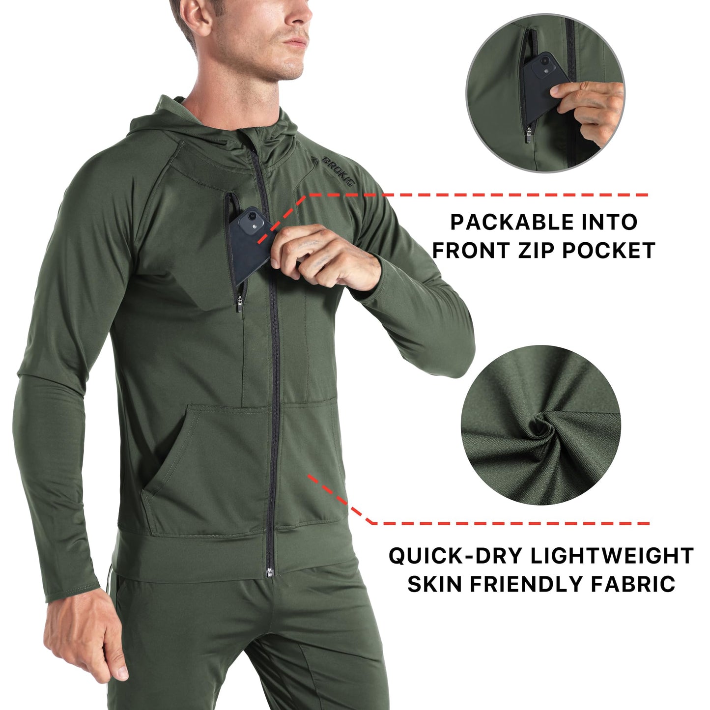 Men's Lightweight Running Jacket with Zip Pockets