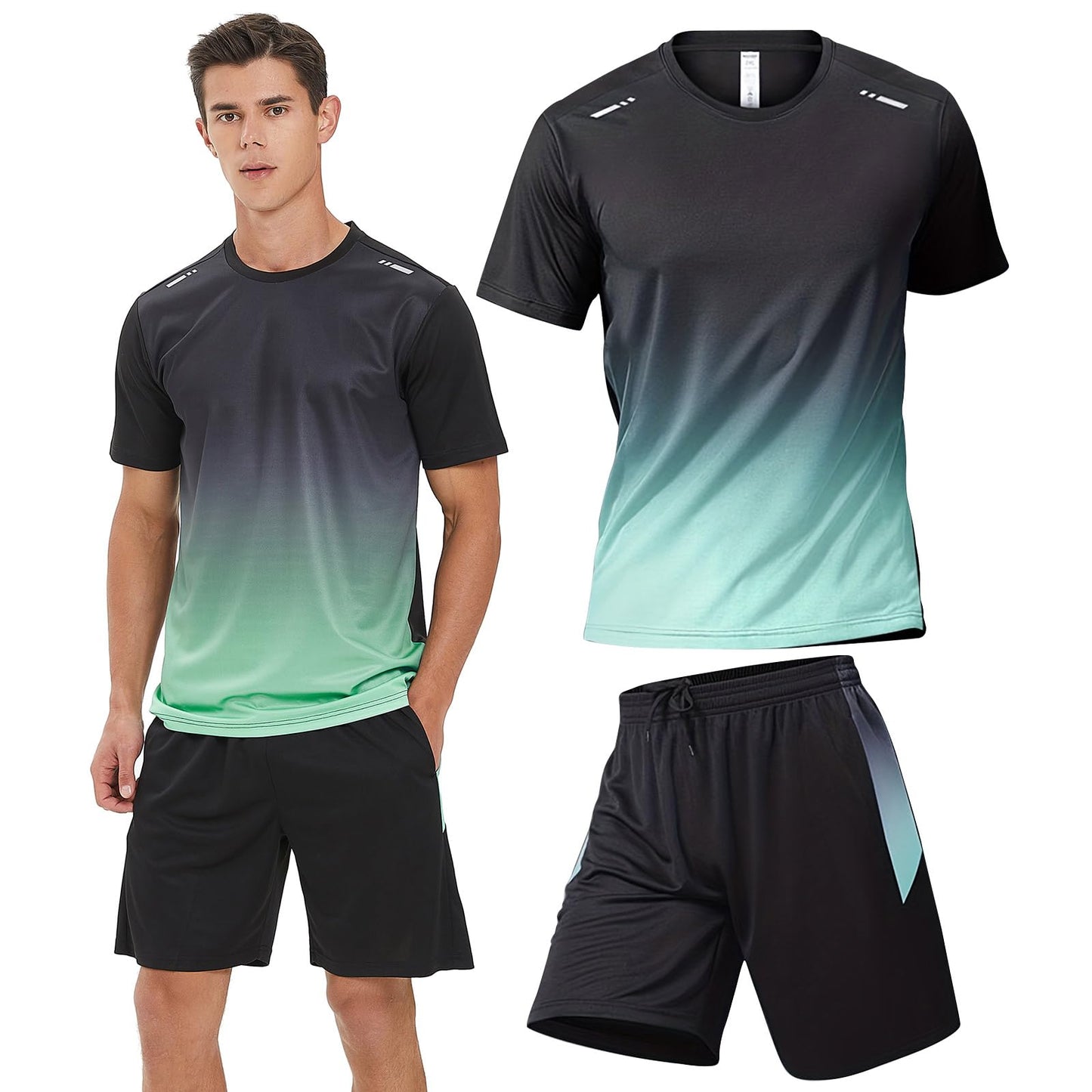 Men's Dry-Fit Workout Set with Shorts & Long Sleeve