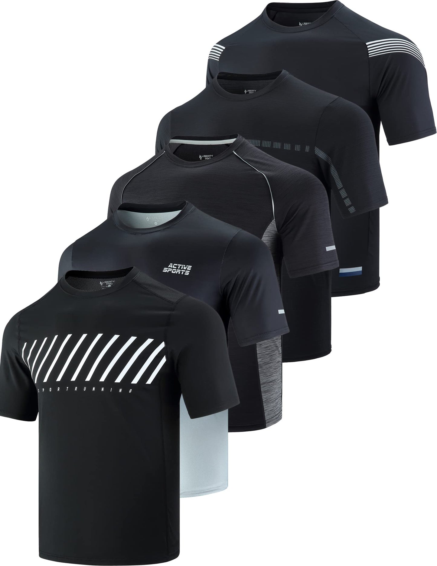 Men's Quick-Dry Athletic Training T-Shirts 5-Pack