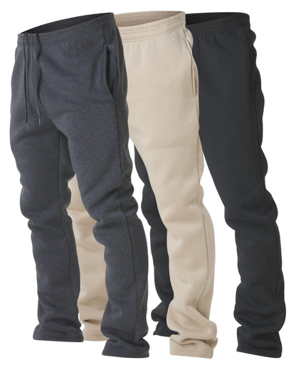 Men's Fleece Open-Hem Workout Sweatpants 3-Pack