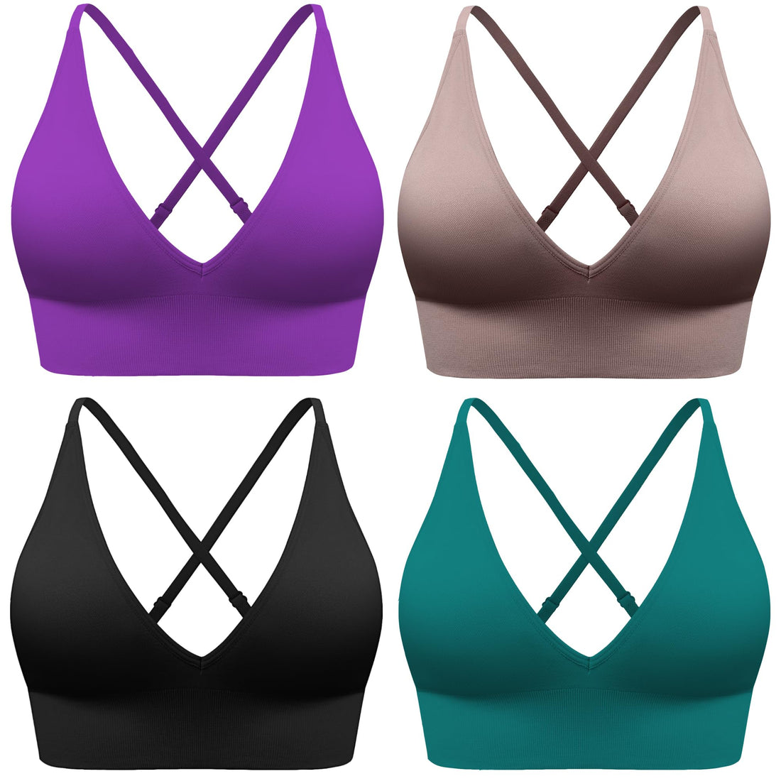 Women's Adjustable Criss-Cross Padded Sports Bra Set