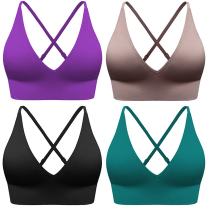 Women's Adjustable Criss-Cross Padded Sports Bra Set