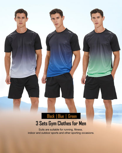 Men's Dry-Fit Workout Set with Shorts & Long Sleeve