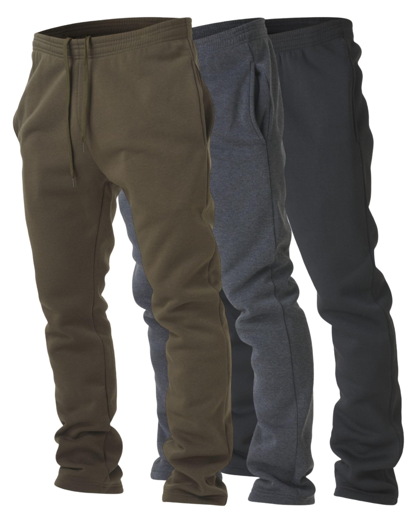 Men's Fleece Open-Hem Workout Sweatpants 3-Pack
