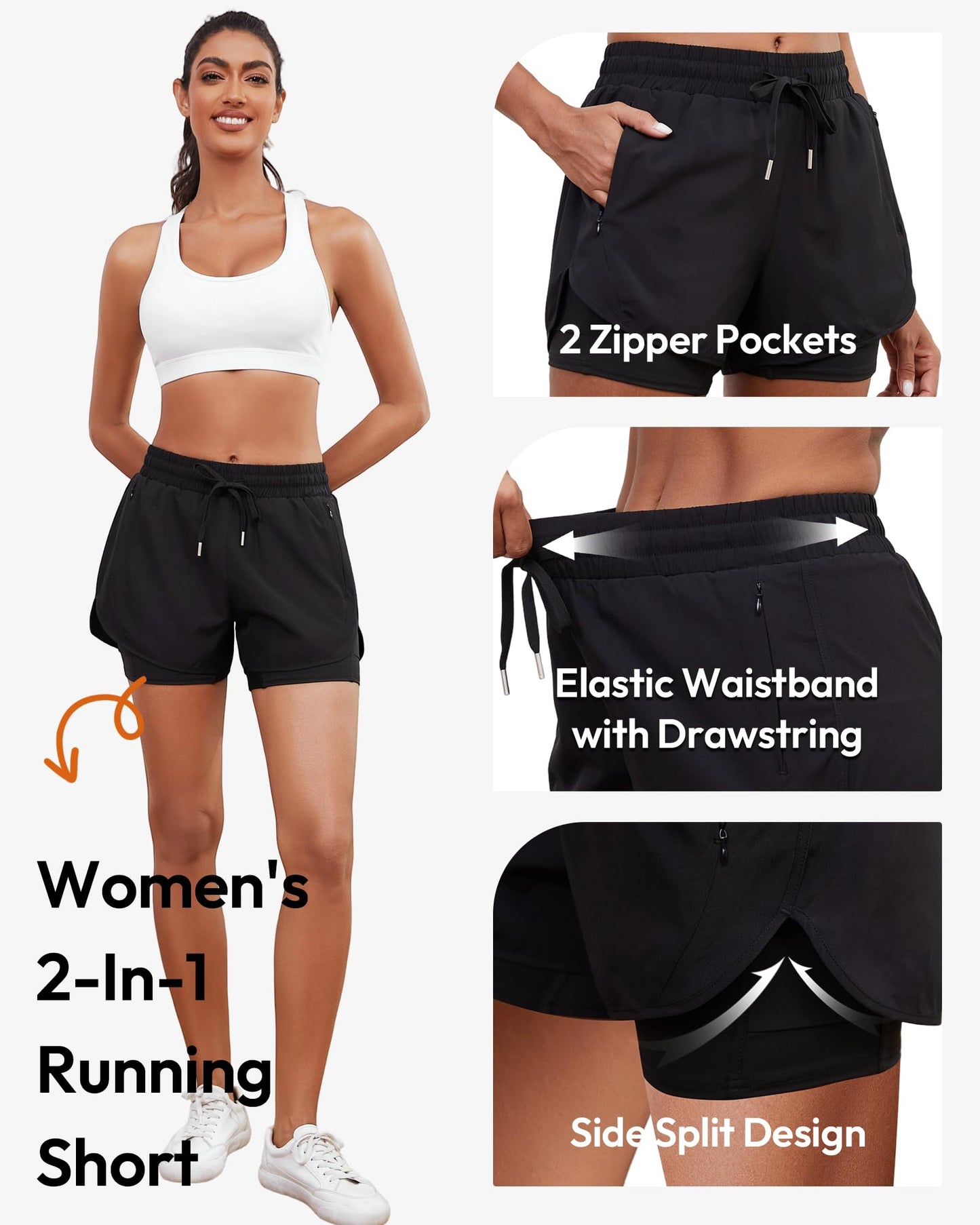 Women's High-Waisted 2-in-1 Running Shorts 5-Pack