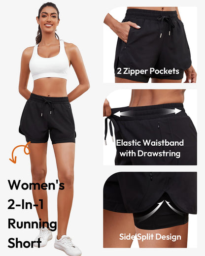 Women's High-Waisted 2-in-1 Running Shorts 5-Pack