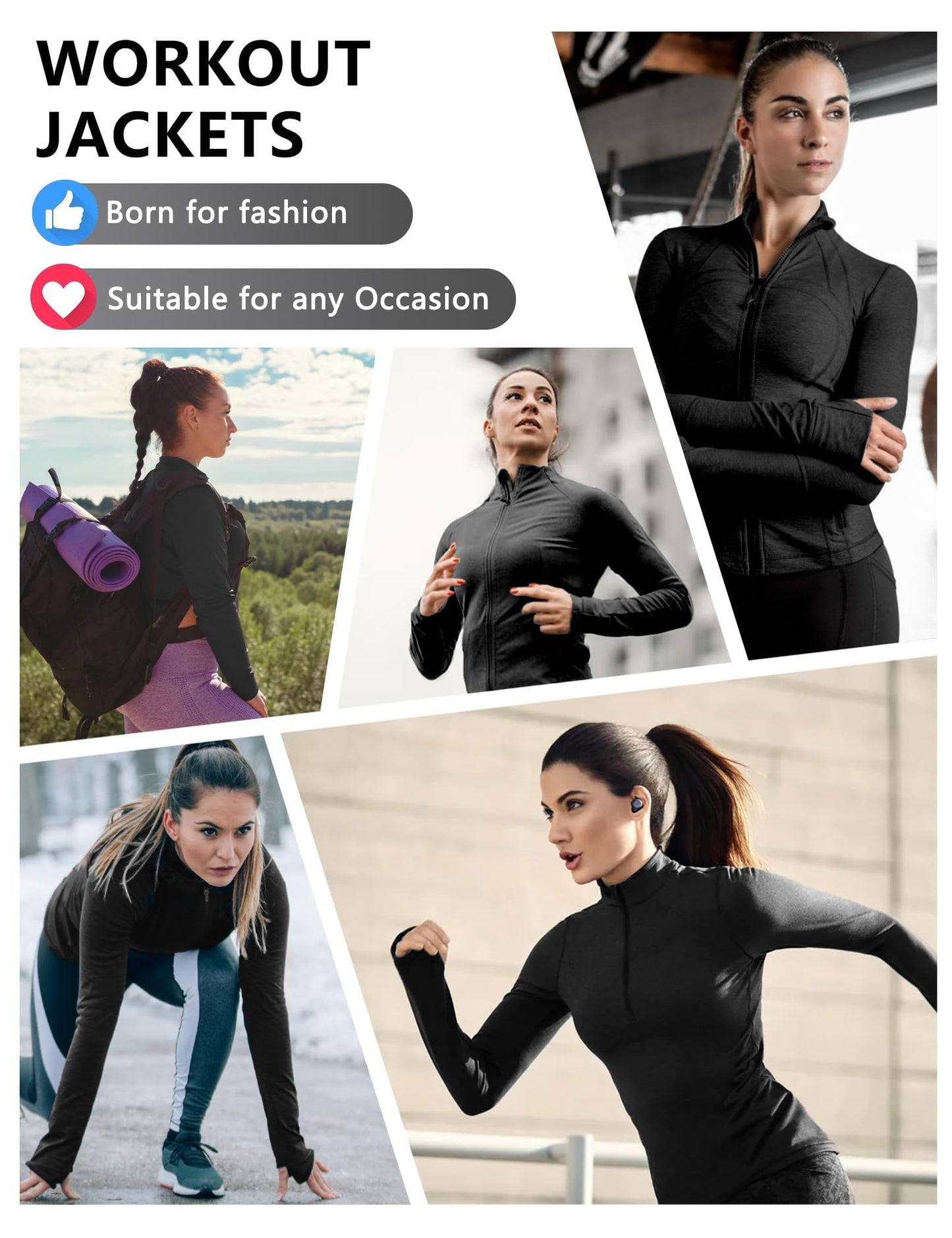 Women's Cropped Full-Zip Workout Jacket 3-Pack