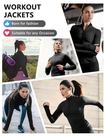 Women's Cropped Full-Zip Workout Jacket 3-Pack