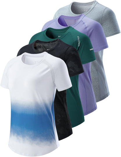 Women's Dry-Fit Athletic Training T-Shirts 5-Pack