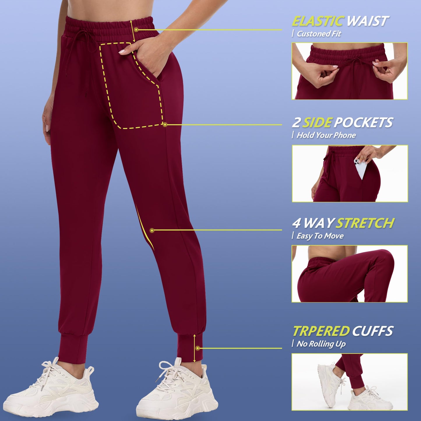 Women's Lightweight Pocket Joggers 4-Pack Set