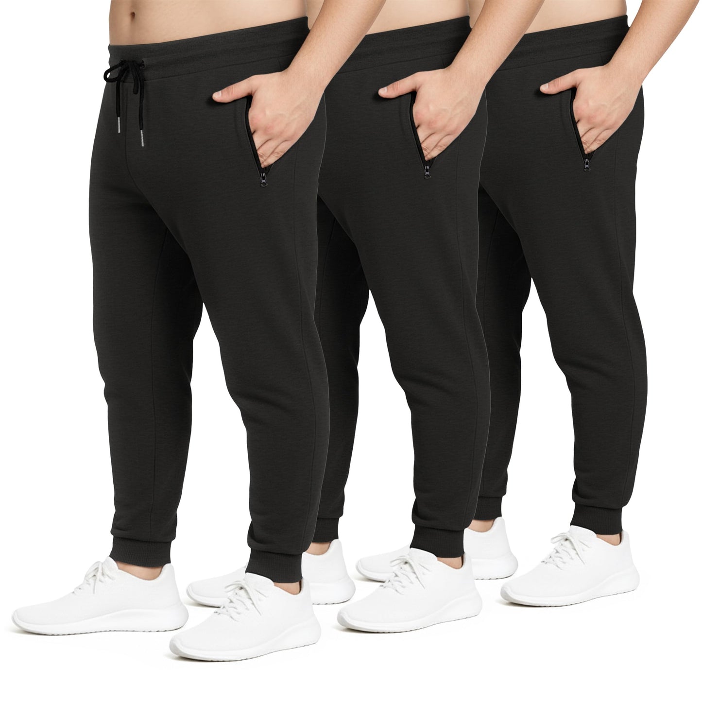 Men's Fleece Workout Jogger Sweatpants 3-Pack