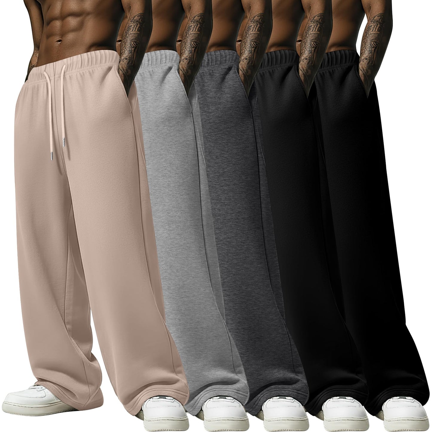 Men's Lightweight Open-Hem Sweatpants 5-Pack