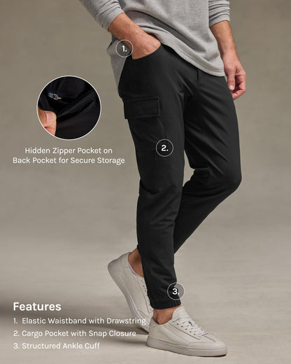 Men's Stretch Cargo Joggers with Zipper Pockets