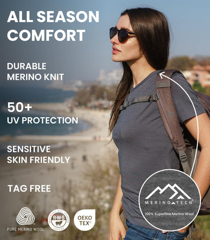 Women's 100% Merino Wool Base Layer Tee
