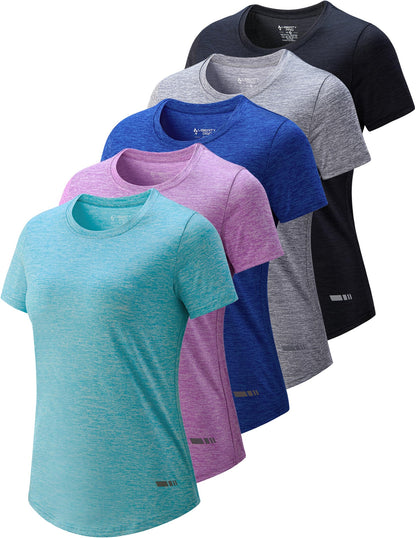 Women's Dry-Fit Athletic Training T-Shirts 5-Pack