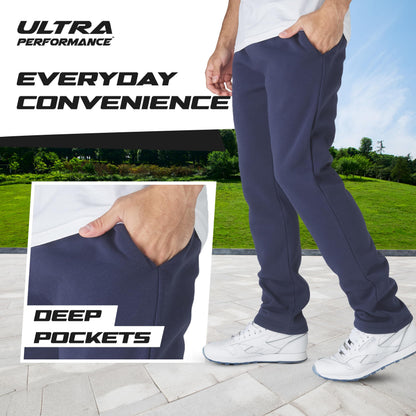 Men's Fleece Open-Hem Workout Sweatpants 3-Pack