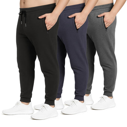 Men's Fleece Workout Jogger Sweatpants 3-Pack