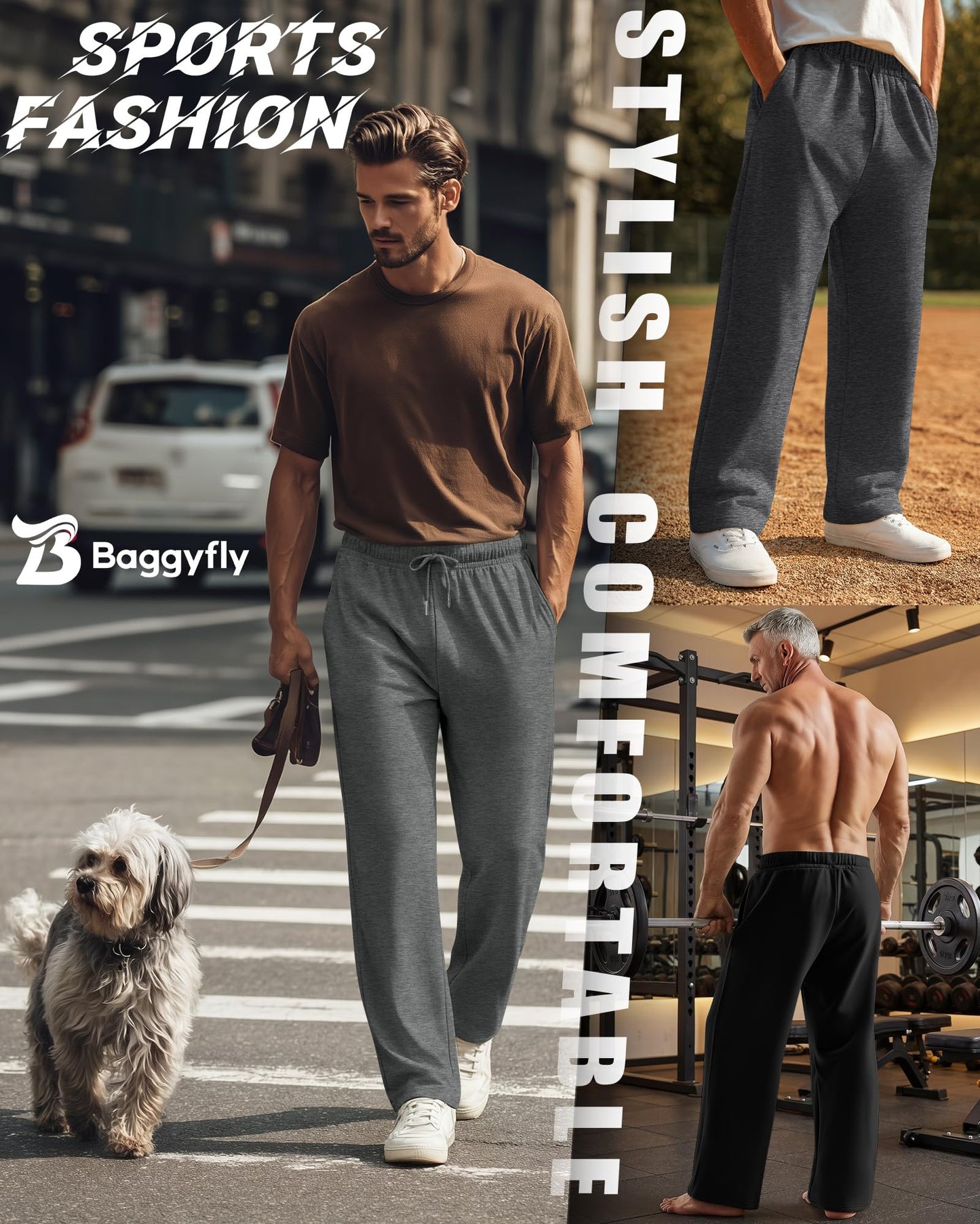 Men's Lightweight Open-Hem Sweatpants 5-Pack