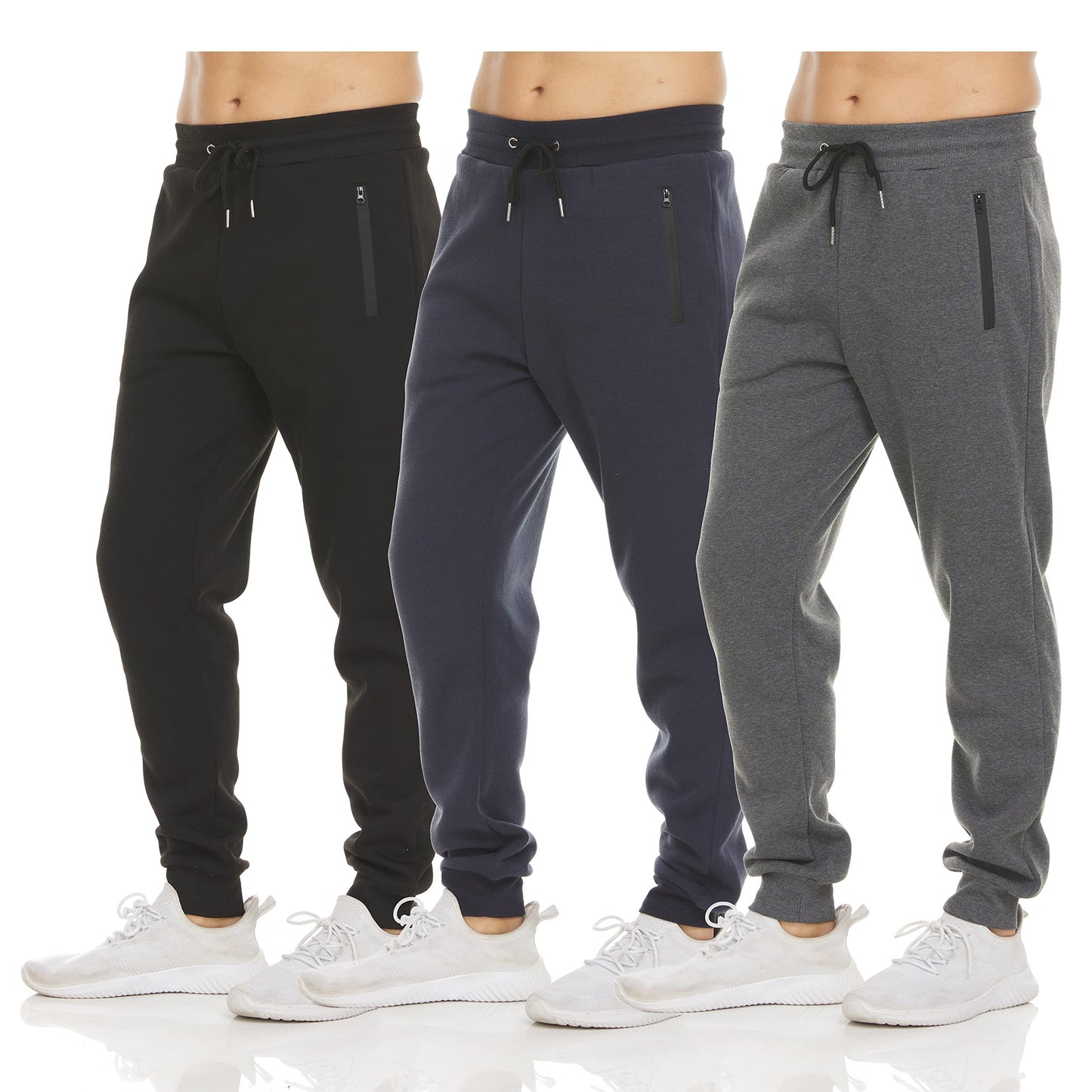 Men's Fleece Workout Jogger Sweatpants 3-Pack