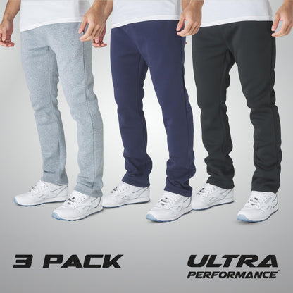 Men's Fleece Open-Hem Workout Sweatpants 3-Pack