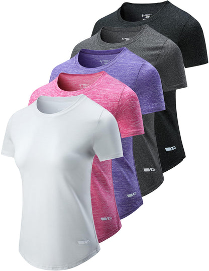 Women's Dry-Fit Athletic Training T-Shirts 5-Pack