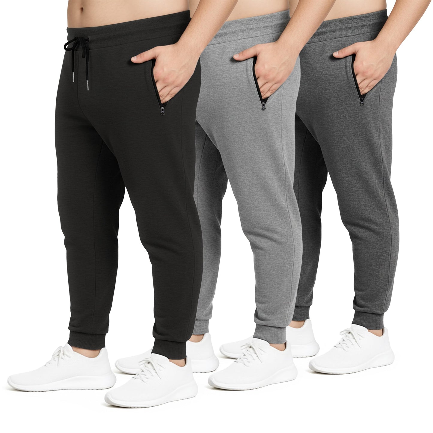 Men's Fleece Workout Jogger Sweatpants 3-Pack