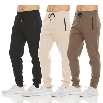 Men's Fleece Workout Jogger Sweatpants 3-Pack
