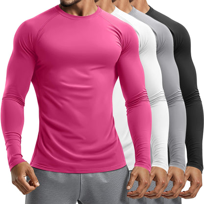 Men's Long Sleeve Compression Training Shirts 4-Pack