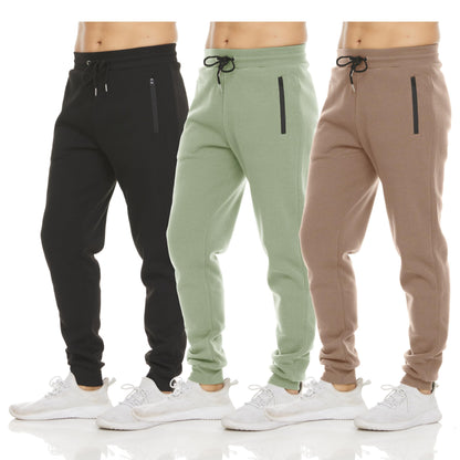 Men's Fleece Workout Jogger Sweatpants 3-Pack