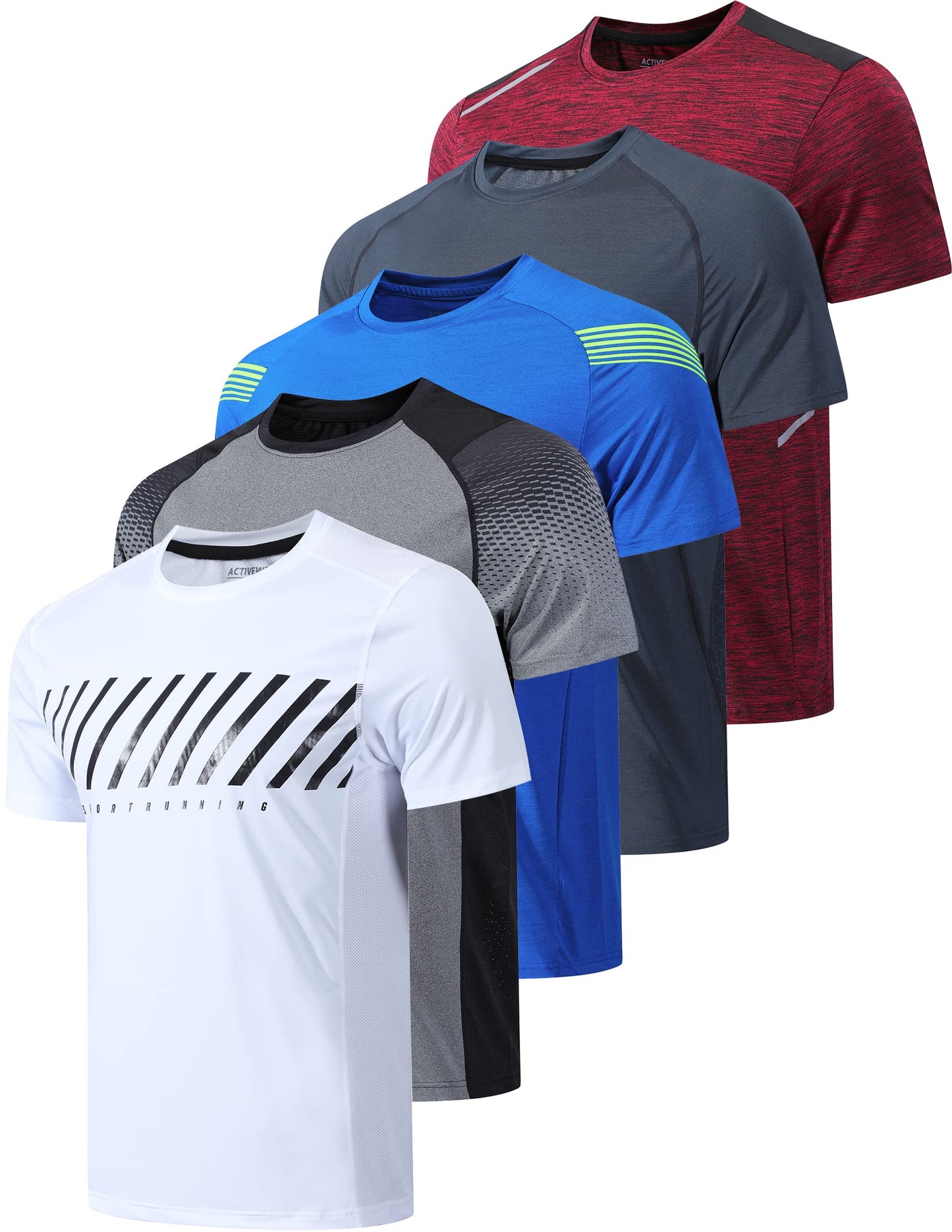 Men's Quick-Dry Athletic Training T-Shirts 5-Pack