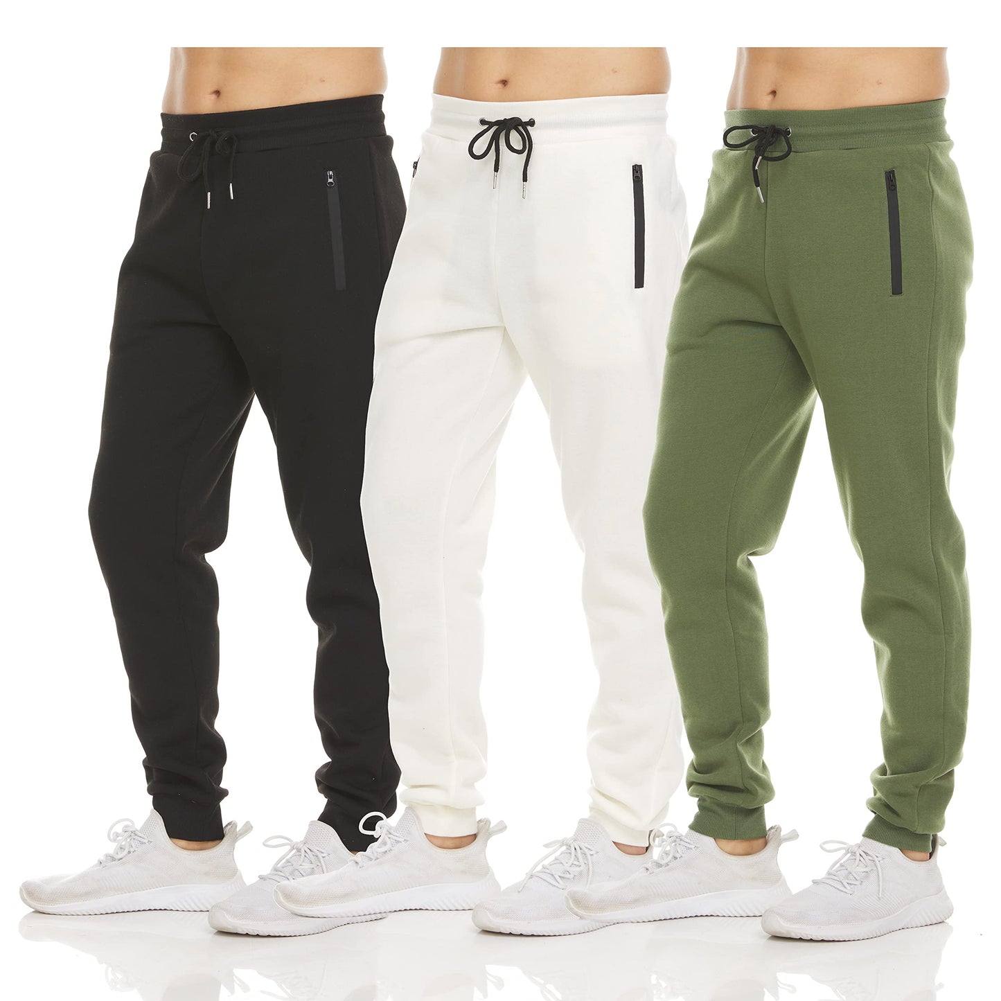 Men's Fleece Workout Jogger Sweatpants 3-Pack