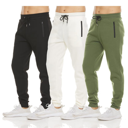 Men's Fleece Workout Jogger Sweatpants 3-Pack