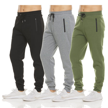 Men's Fleece Workout Jogger Sweatpants 3-Pack