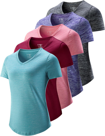 Women's Dry-Fit Athletic Training T-Shirts 5-Pack