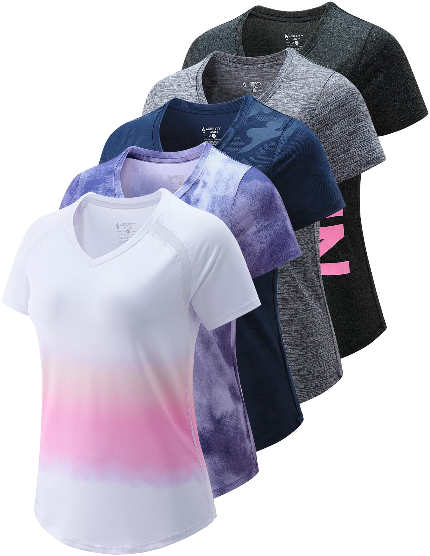 Women's Dry-Fit Athletic Training T-Shirts 5-Pack