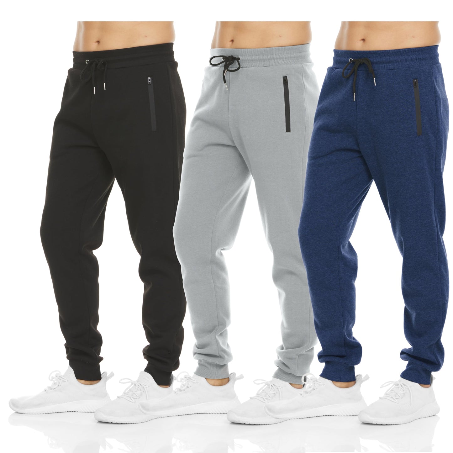 Men's Fleece Workout Jogger Sweatpants 3-Pack