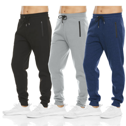 Men's Fleece Workout Jogger Sweatpants 3-Pack