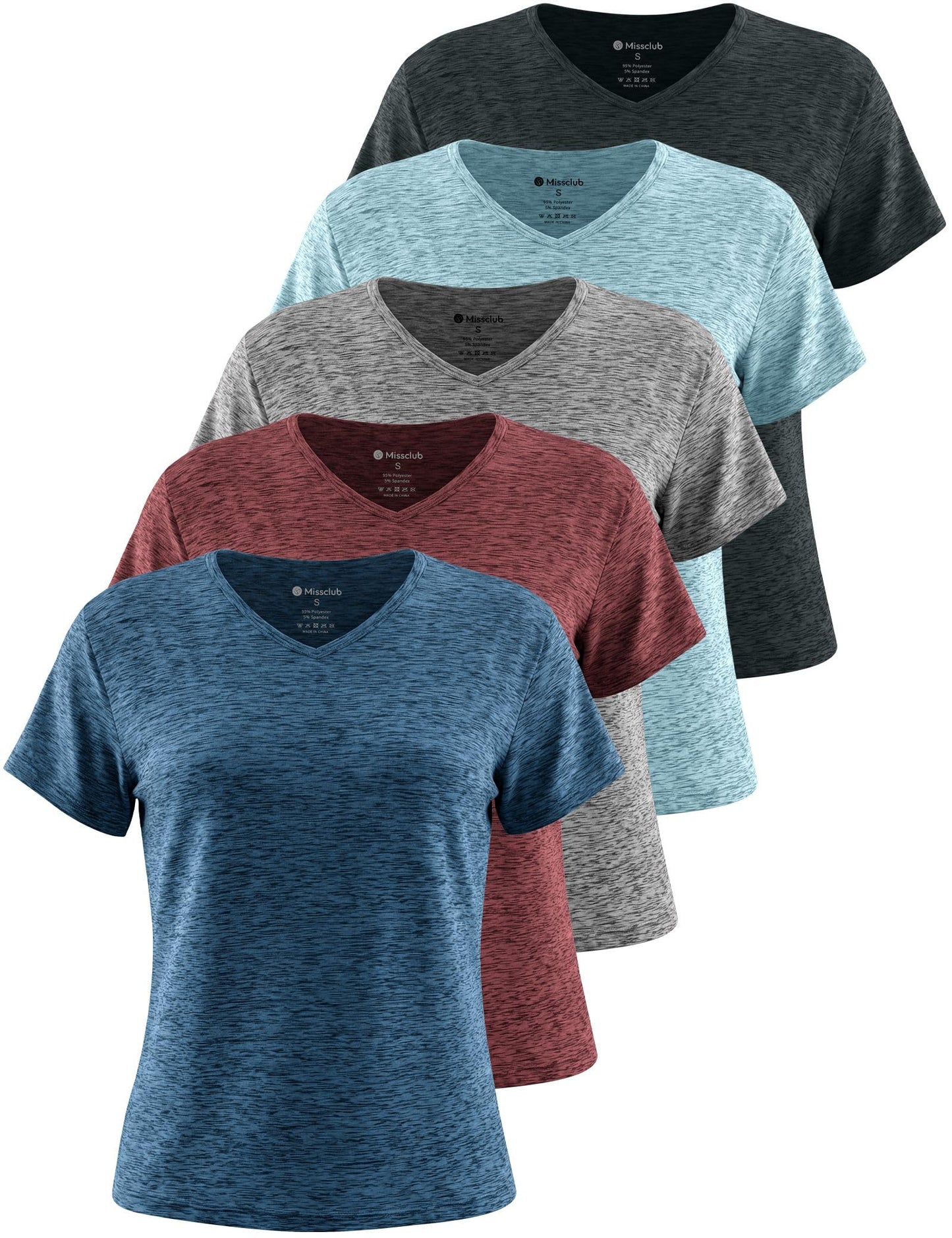 Women's UPF 50+ Quick-Dry Athletic Tee 5-Pack