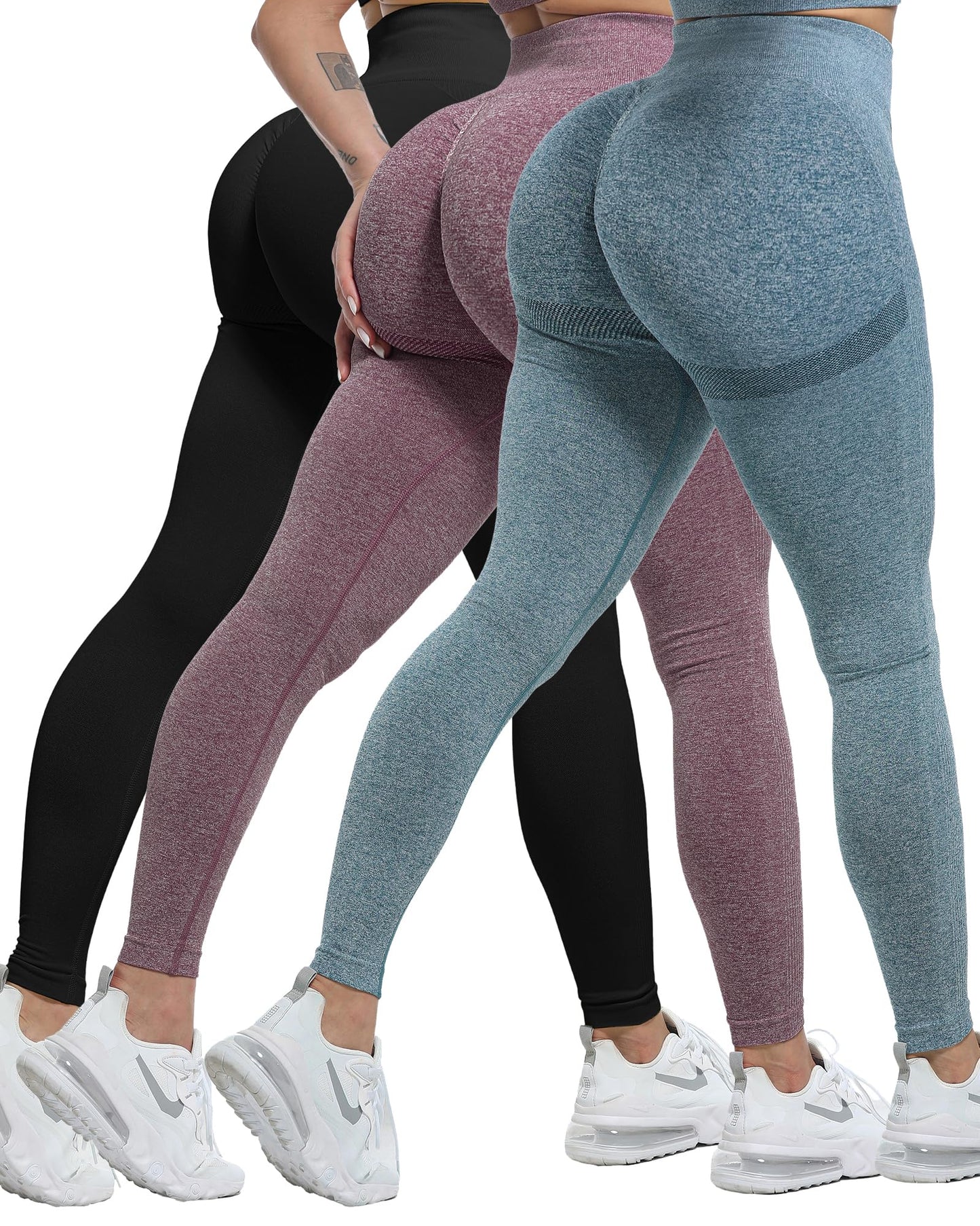 Women's Seamless Butt-Lifting Leggings Set 3-Piece