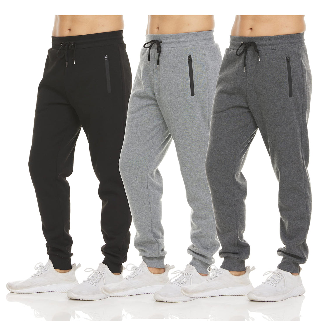 Men's Fleece Workout Jogger Sweatpants 3-Pack