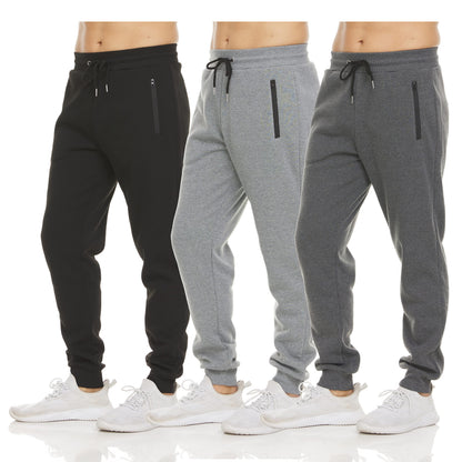 Men's Fleece Workout Jogger Sweatpants 3-Pack